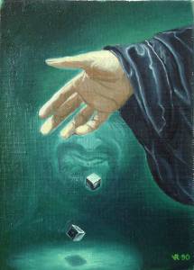 "Game". Oil on canvas on cardboard. 1990. 